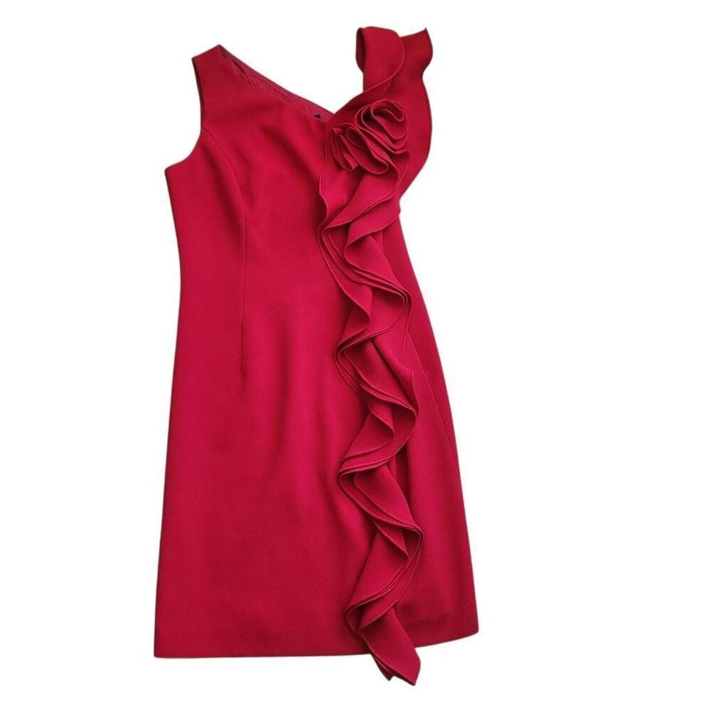 Rickie Freeman Teri Jon Dress 10 One Shoulder Rosette Cocktail Valentines Day L‎